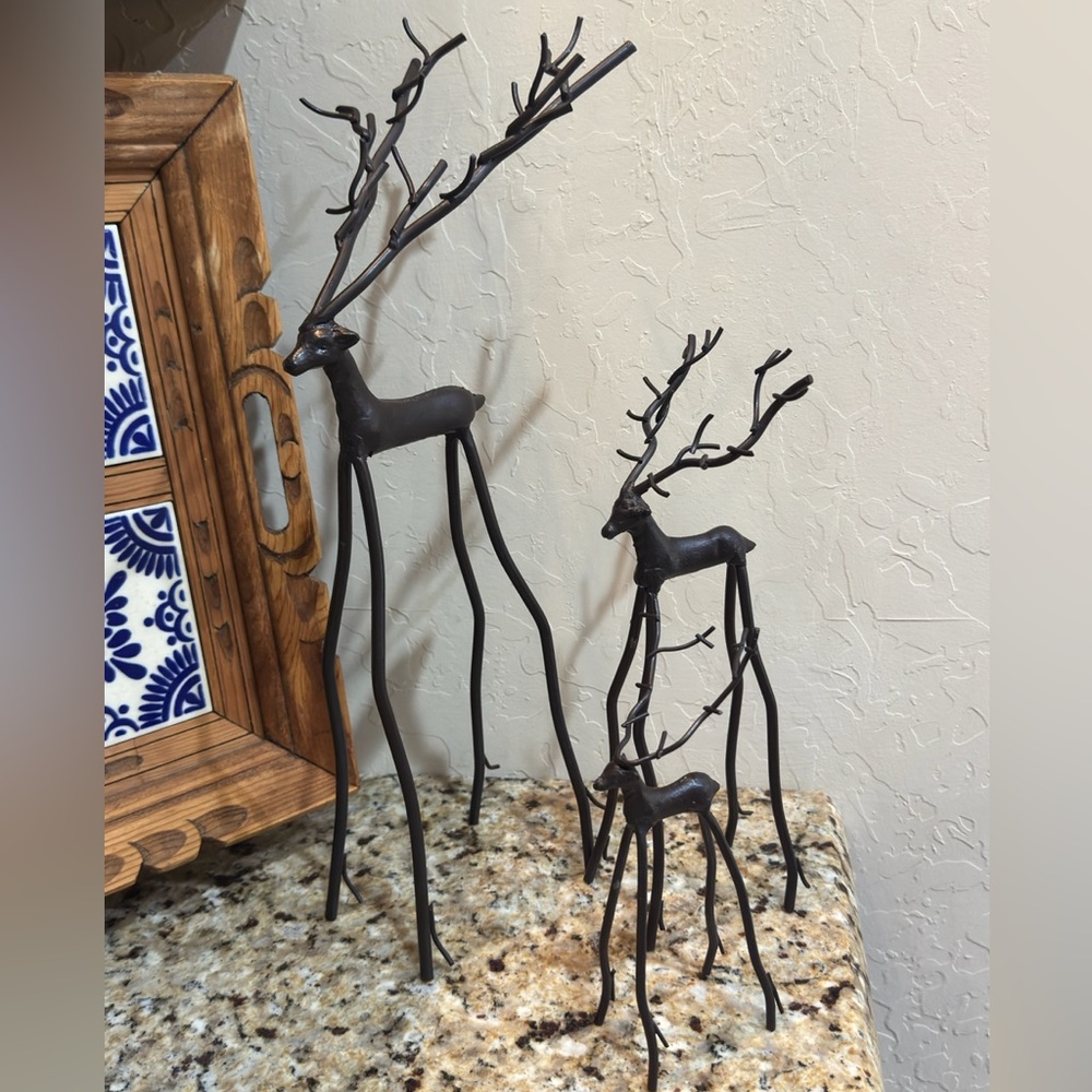 Pottery Barn Black Reindeer Sculptures